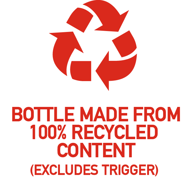 Bottle made from 100% recycled content Bottle made from 100% recycled content