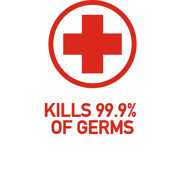 Kills 99.9% of germs Kills 99.9% of germs