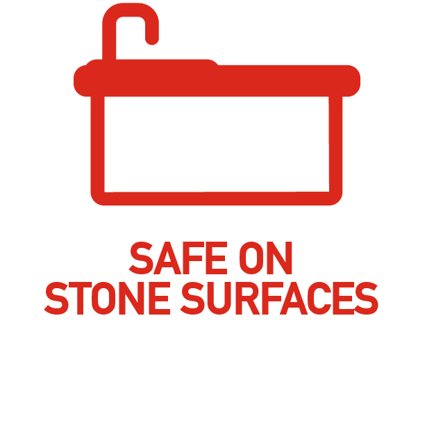 Safe on stone surfaces Safe on stone surfaces