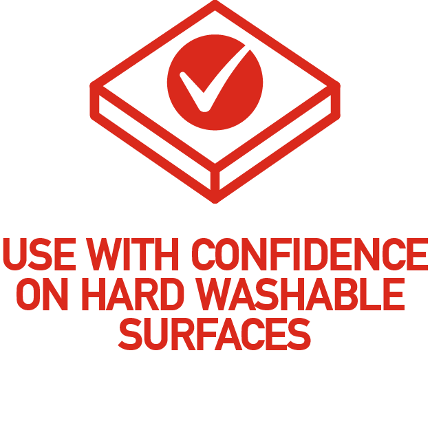 Use with confidence on hard washable surfaces