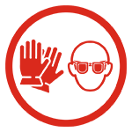Always wear protective gloves and eye protection. After use rinse surfaces thoroughly with water Always wear protective gloves and eye protection. After use rinse surfaces thoroughly with water