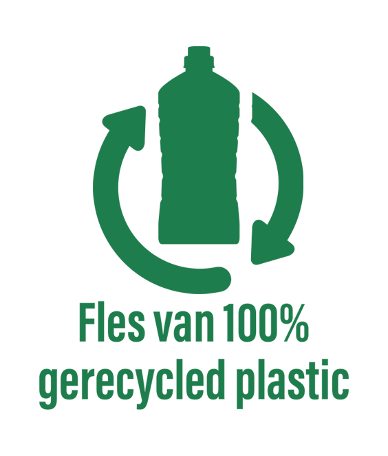 Fles van 100% gerecycled plastic 